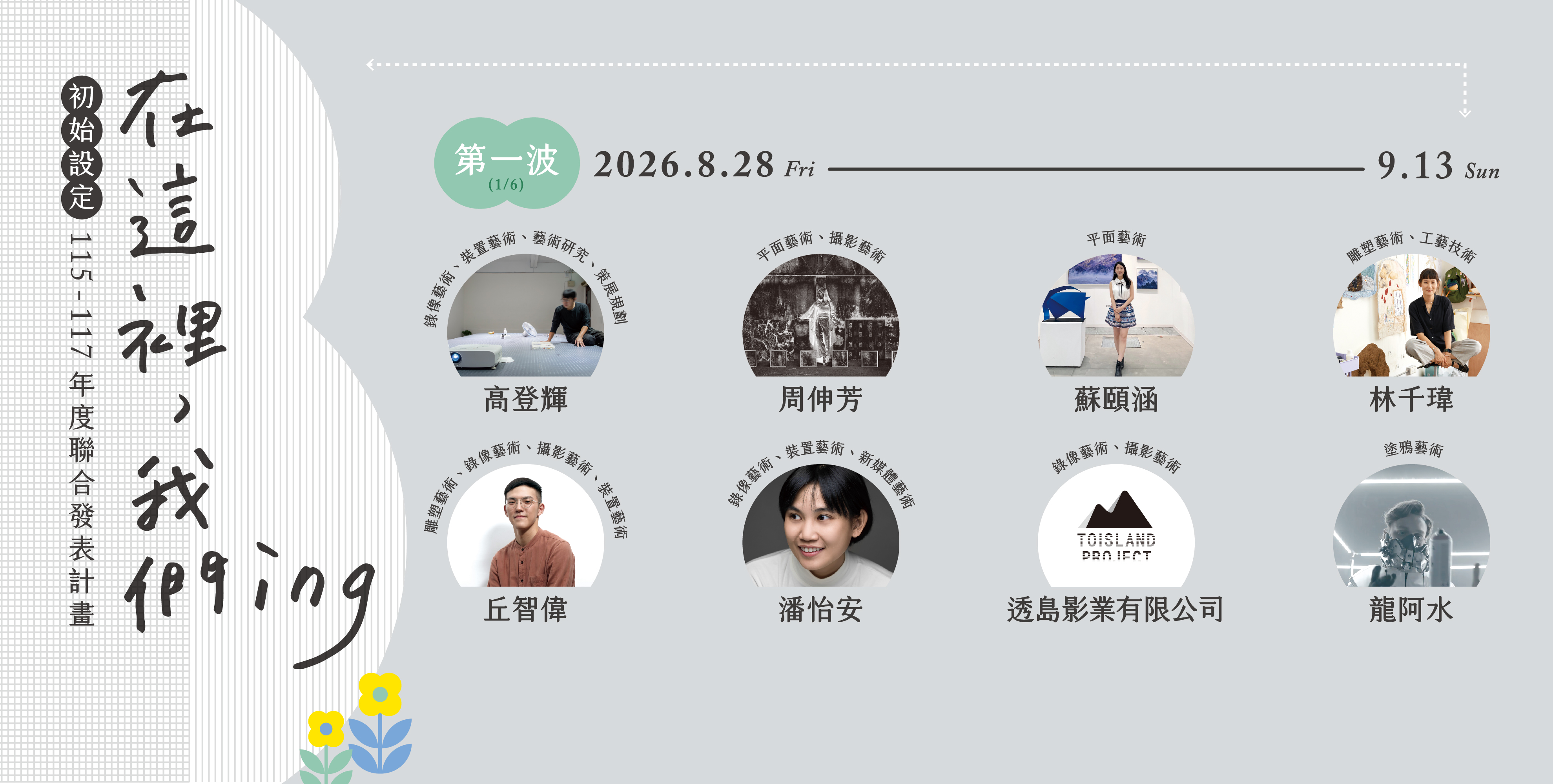  (已結束)08.28 — 09.13 首波展覽正式開展！　Here We Are！435藝術聚落 「在這裡，我們ING」2026 初始設定